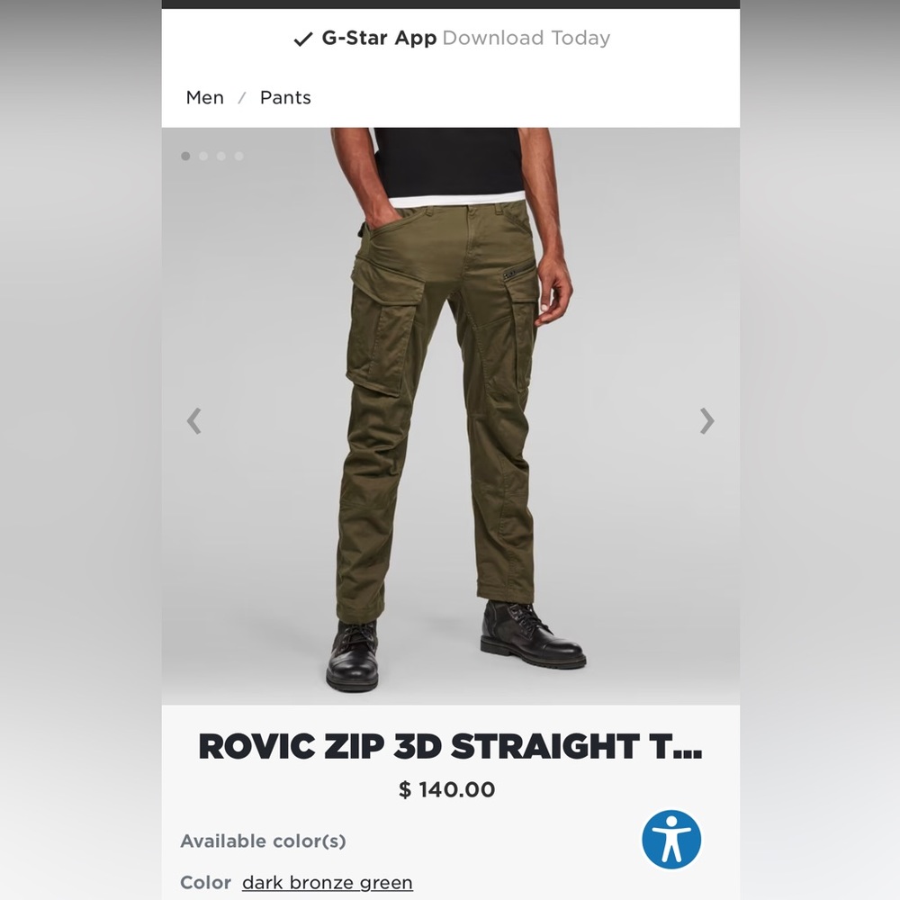 G-Star Rovic straight tapered olive cargo pants